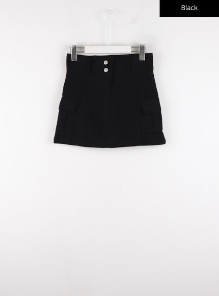 cargo-two-button-mini-skirt-cd304 / Black