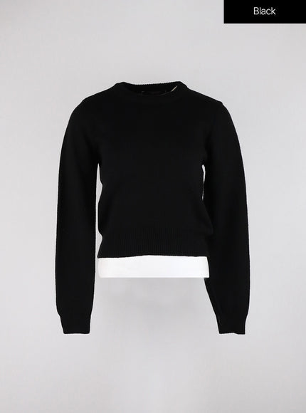 round-neck-crop-knit-sweater-od326 / Black