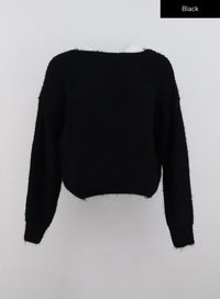 soft-boat-neck-knit-sweater-cn329 / Black