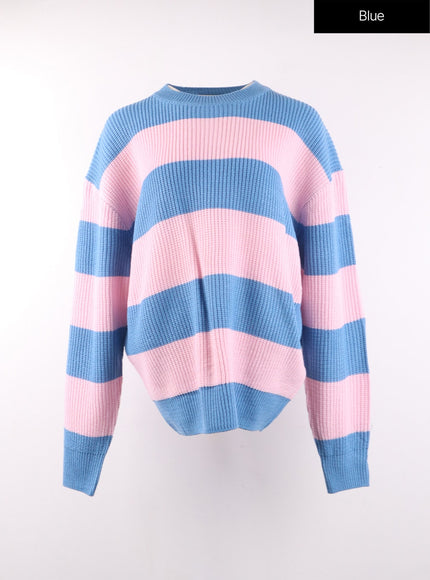 stripe-knit-sweater-of405 / Blue