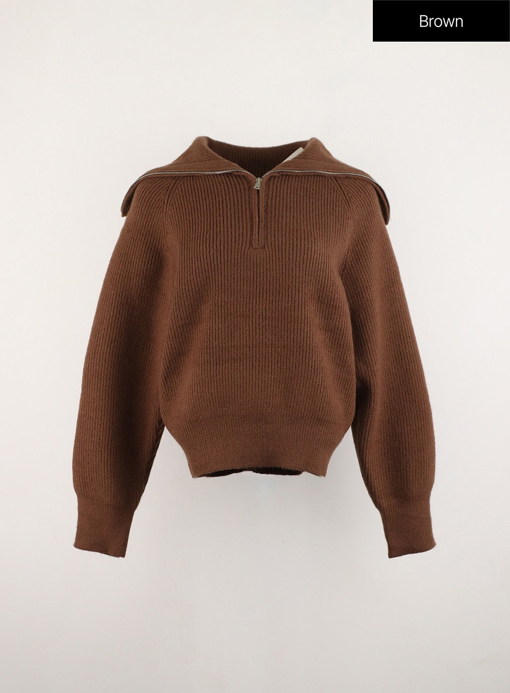 Half Zip Ribbed Knit Sweater OD311