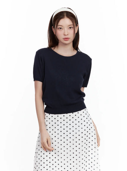 lightweight-round-neck-top / Dark blue