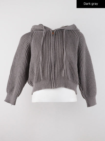 cozy-hooded-solid-knit-jacket-cd322 / Dark gray