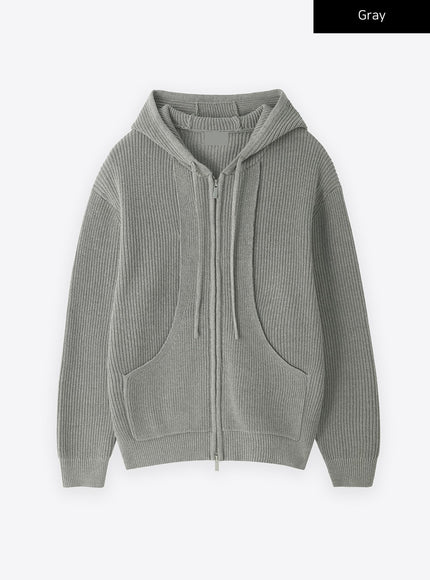 cozy-knitted-hoodie-zip-up-co327 / Gray