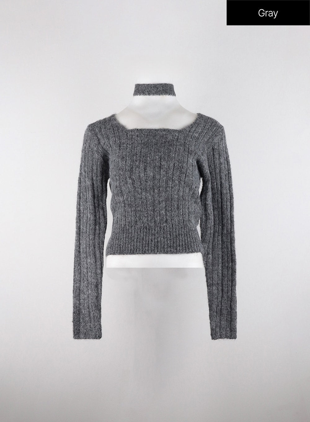 soft-square-neck-sweater-od318 / Gray