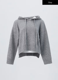 hooded-knit-sweater-oo305 / Gray