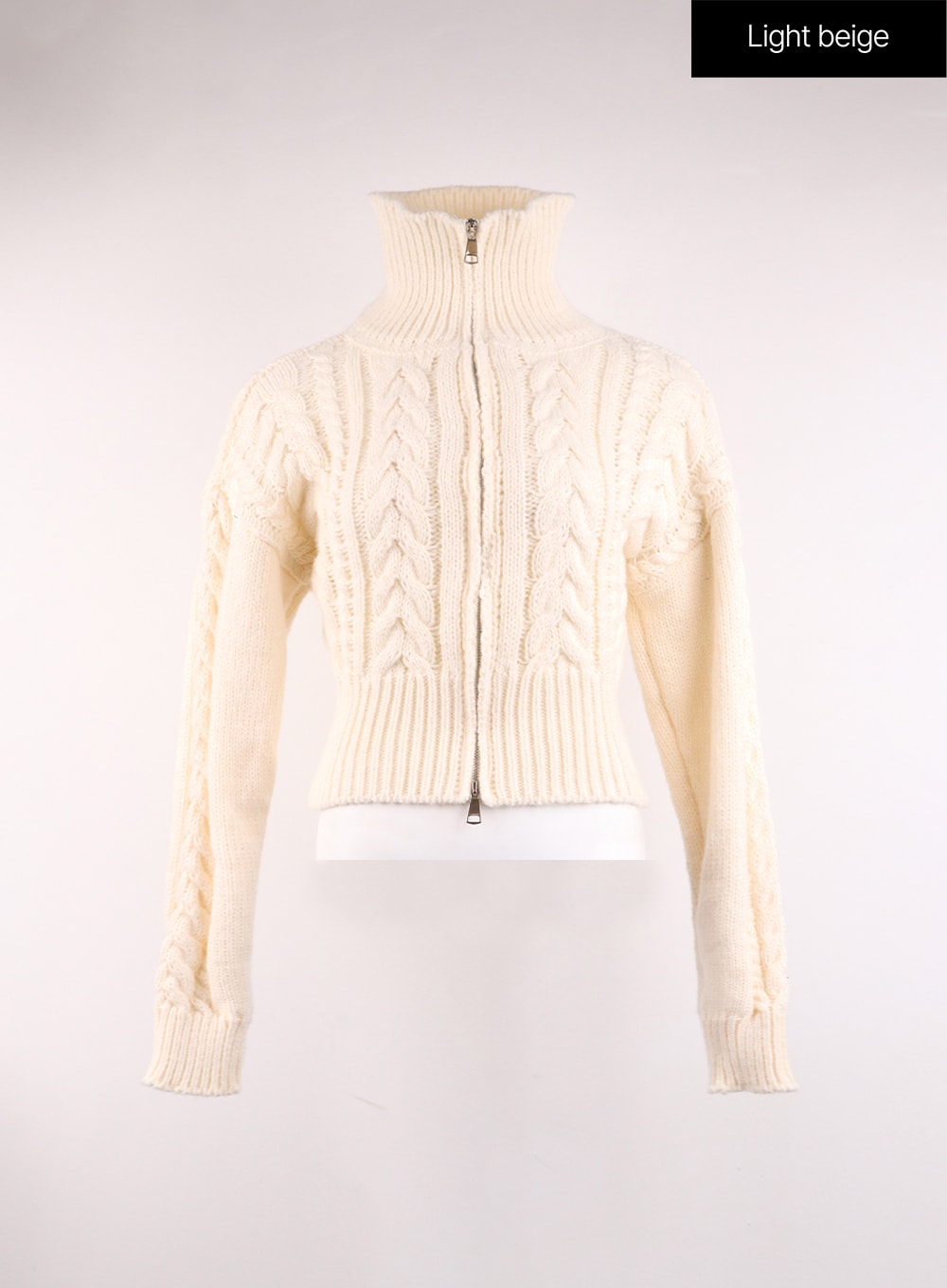cable-knit-crop-sweater-oj426 / Light beige