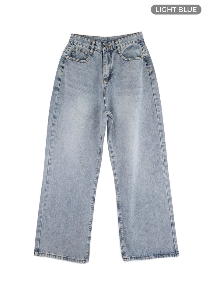 bluebelle-washed-straight-jeans-om408 / Light blue