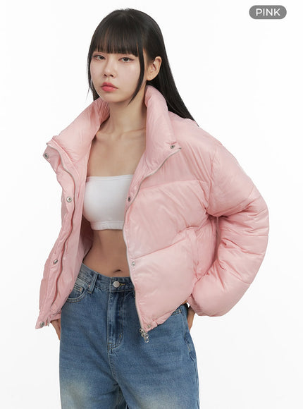 chic-nylon-crop-puffer-jacket-oo401 / Pink