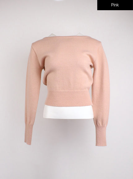 boat-neck-knit-sweater-oj422 / Pink