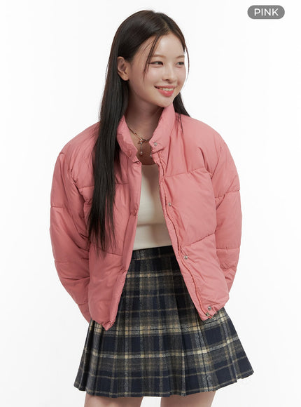 basic-puffer-jacket-oo416 / Pink