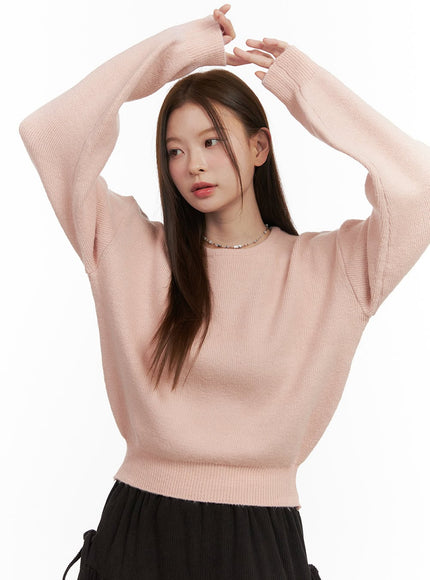 cozychic-solid-knit-sweater-od417 / Pink