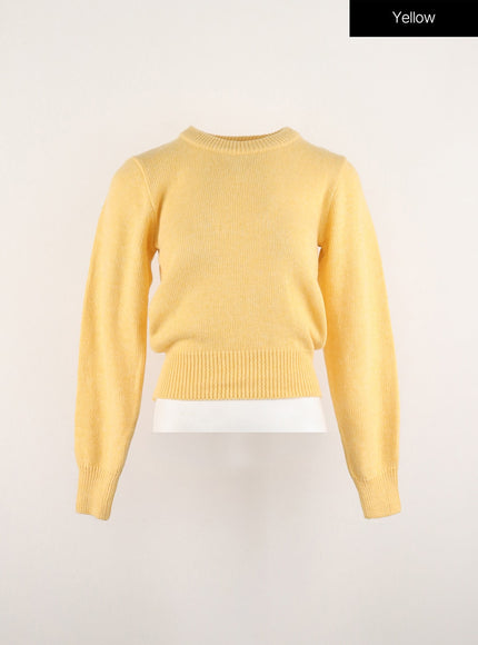 wool-blend-round-neck-knit-sweater-od314 / Yellow