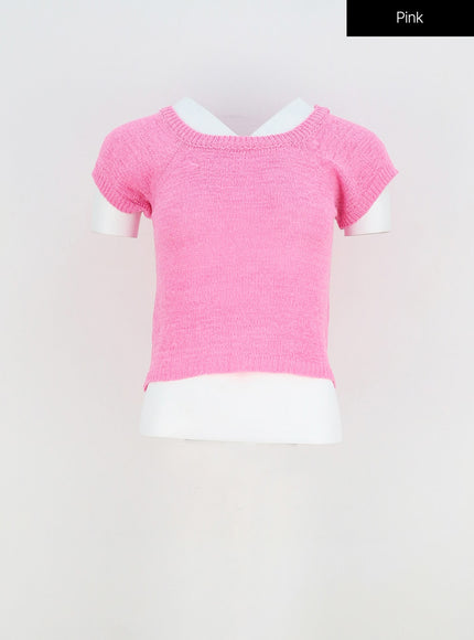 Short Sleeve Mesh Sweater OY310