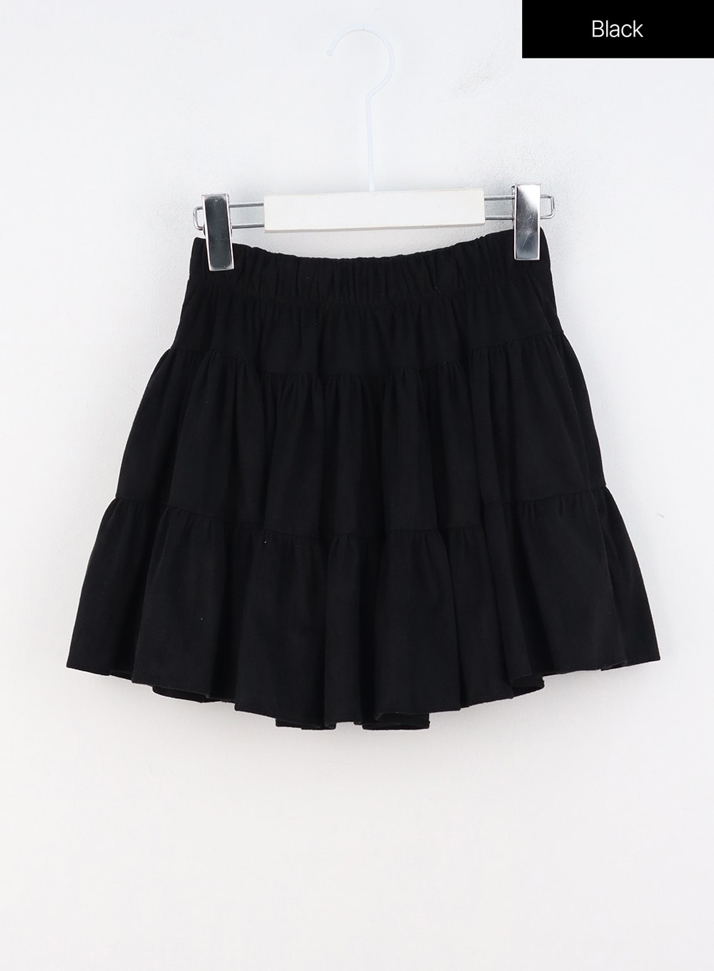 layered-ruffle-mini-skirt-oo325 / Black