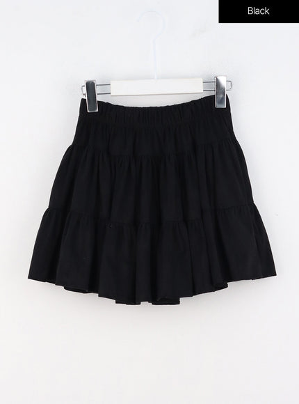 layered-ruffle-mini-skirt-oo325 / Black