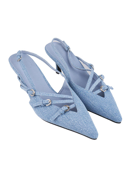 buckle-strap-slingback-heels-cj522 / Blue