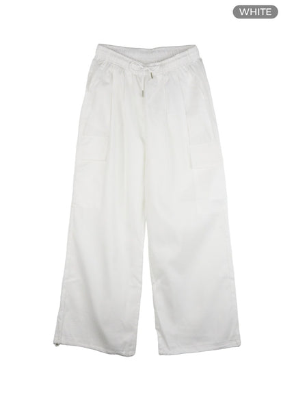 drawstring-cargo-pants-cu417 / White