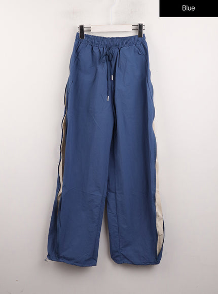 side-zipper-detail-cargo-straight-leg-pants-cj412 / Blue