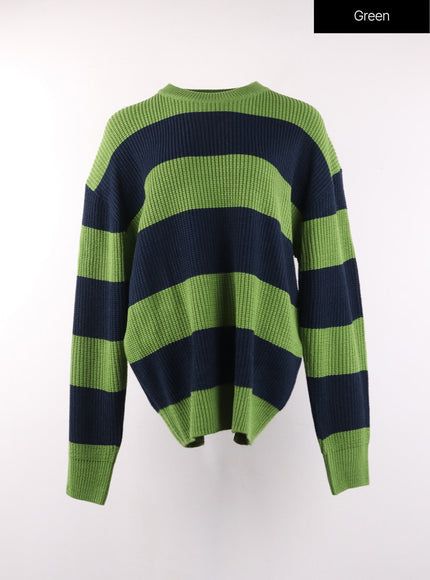 stripe-knit-sweater-of405 / Green