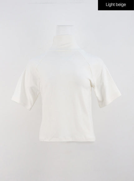 high-collar-short-sleeve-od307 / Light beige