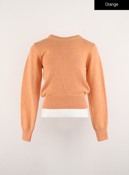 wool-blend-round-neck-knit-sweater-od314 / Orange