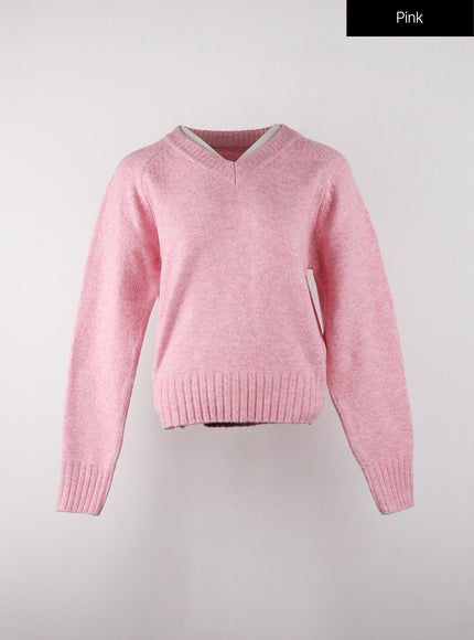 v-neck-sweater-oj404 / Pink