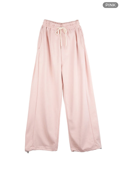 comfy-banded-wide-leg-sweatpants-os409 / Pink