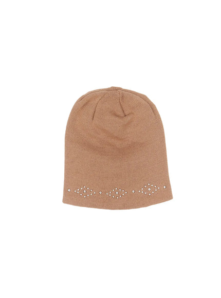 studded-knit-beanie-ca508 / Beige