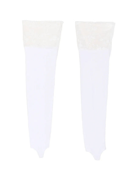 elegant-lace-trim-leg-warmers-cu517 / White