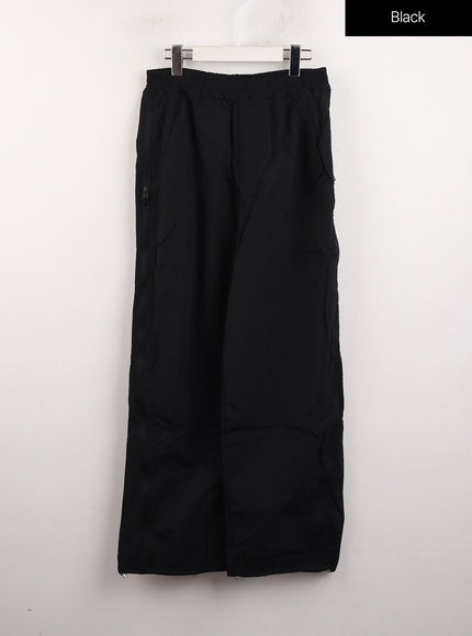 side-zipper-detail-cargo-straight-leg-pants-cj412 / Black