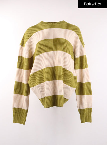 stripe-knit-sweater-of405 / Dark yellow