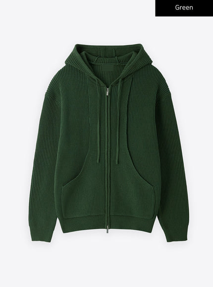 cozy-knitted-hoodie-zip-up-co327 / Green