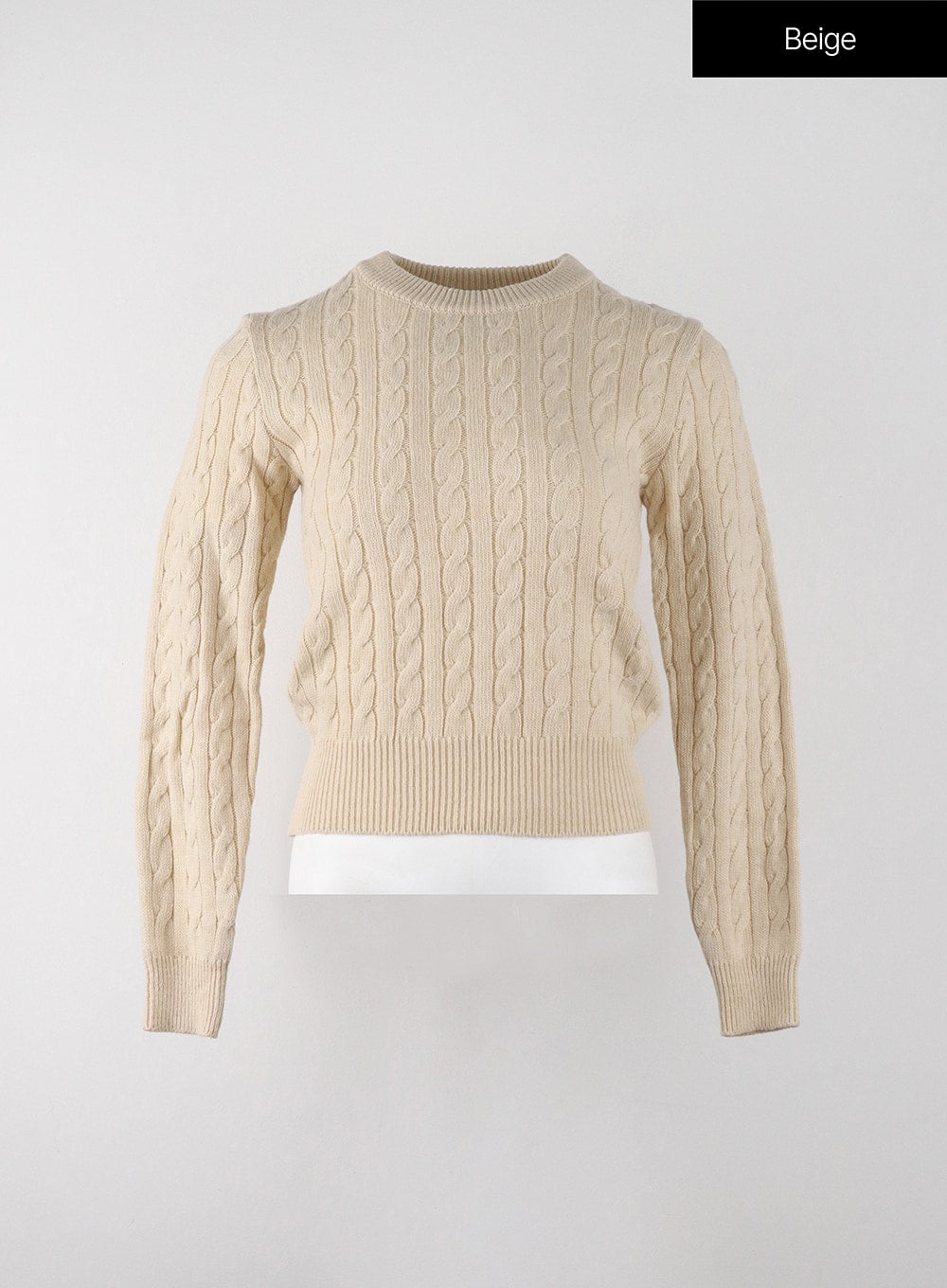 crop-cable-knit-sweater-ij403 / Beige
