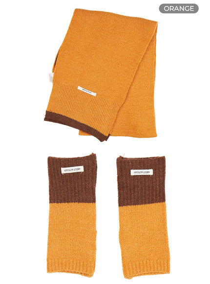 soft-touch-wool-scarf-gloves-set-oo429 / Orange