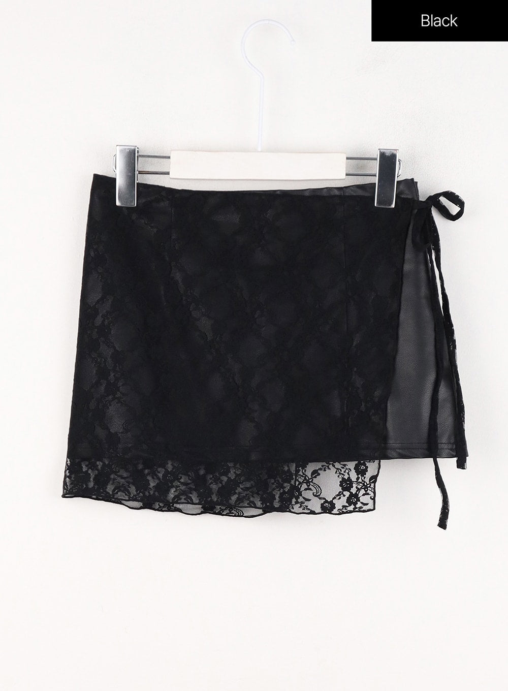 embroidered-layered-faux-mini-skirt-in301 / Black