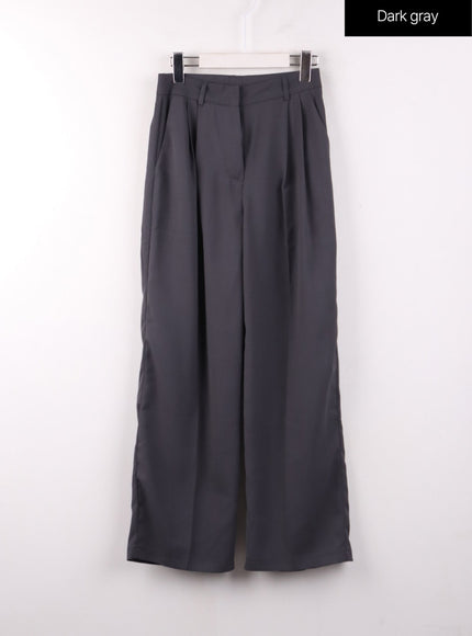 pintuck-wide-pants-of405 / Dark gray