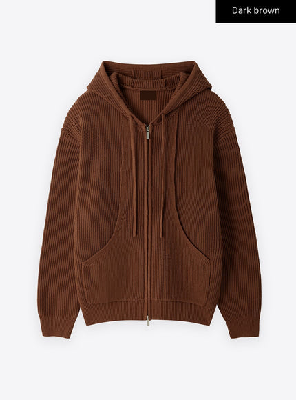 cozy-knitted-hoodie-zip-up-co327 / Dark brown