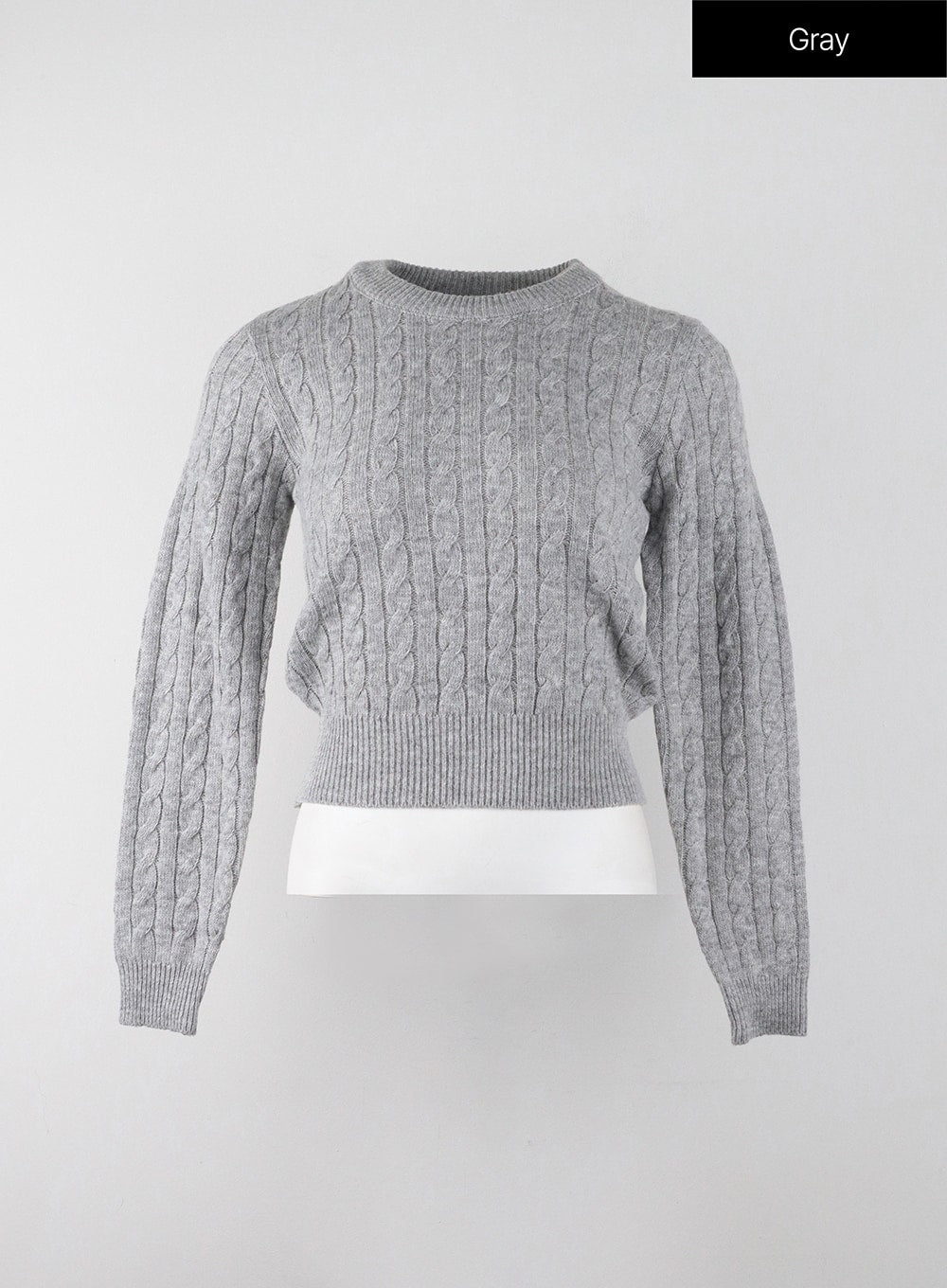 crop-cable-knit-sweater-ij403 / Gray