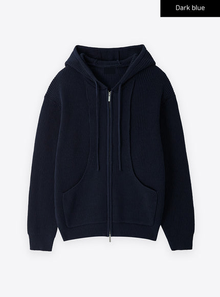 cozy-knitted-hoodie-zip-up-co327 / Dark blue