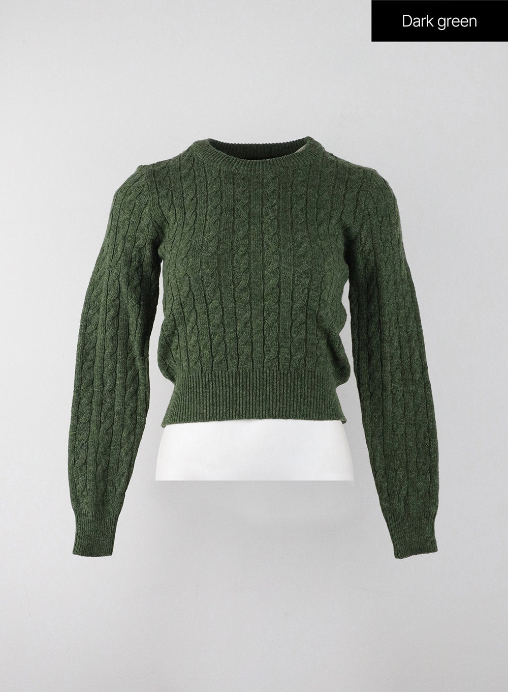 crop-cable-knit-sweater-ij403 / Dark green