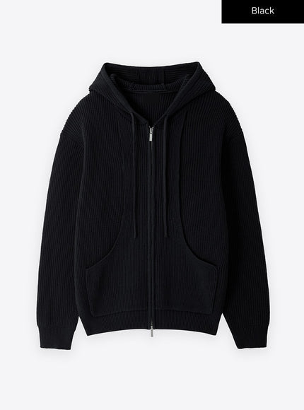 cozy-knitted-hoodie-zip-up-co327 / Black