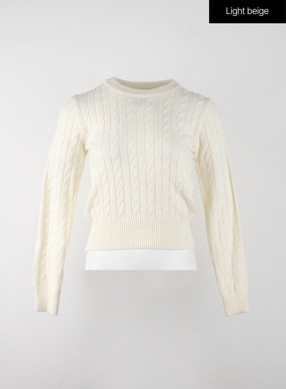 crop-cable-knit-sweater-ij403 / Light beige