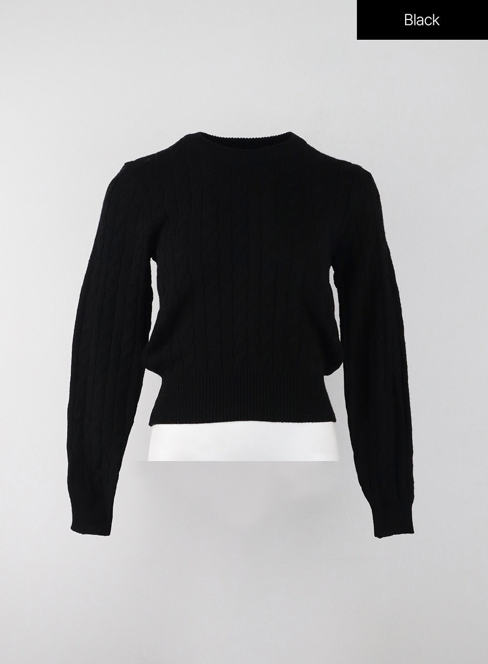 crop-cable-knit-sweater-ij403 / Black