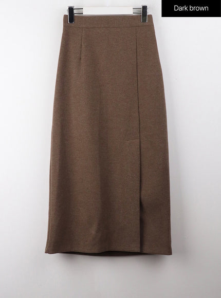 slit-side-maxi-skirt-cj404 / Dark brown