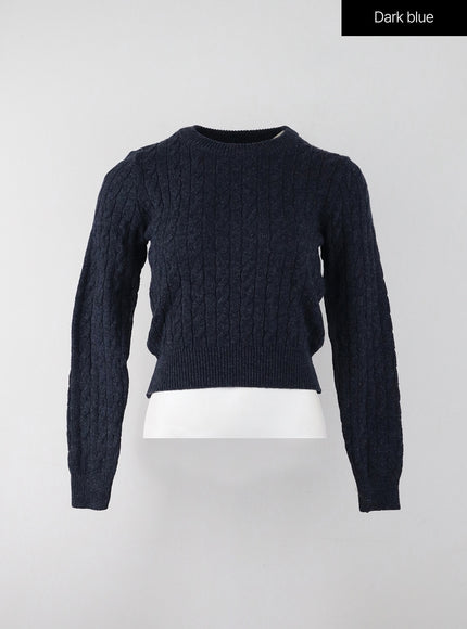 crop-cable-knit-sweater-ij403 / Dark blue