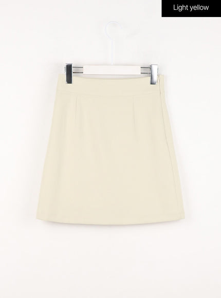 solid-mini-skirt-in301 / Light yellow