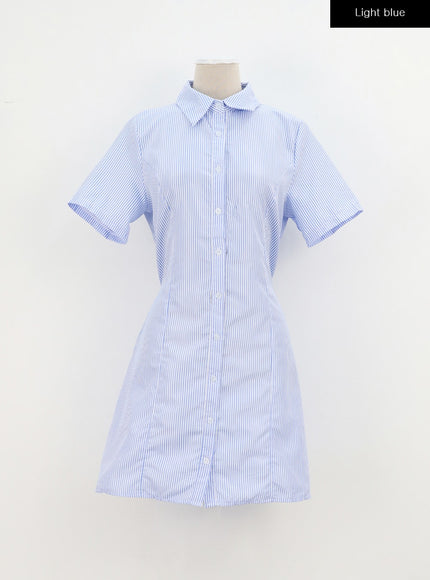 Pinstripe Mini Shirt Dress BA326