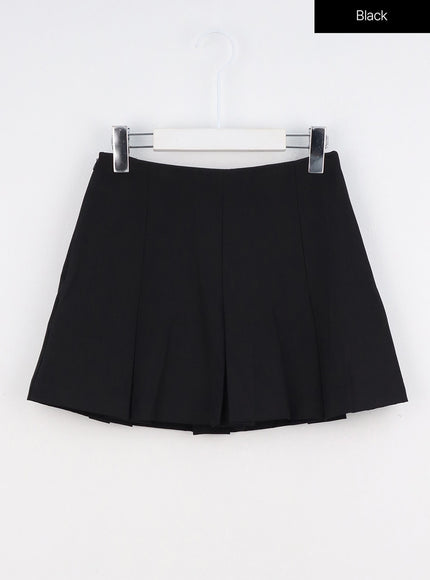 low-rise-pleated-mini-skirt-io317 / Black