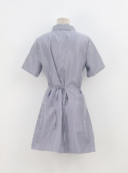 Pinstripe Mini Shirt Dress BA326